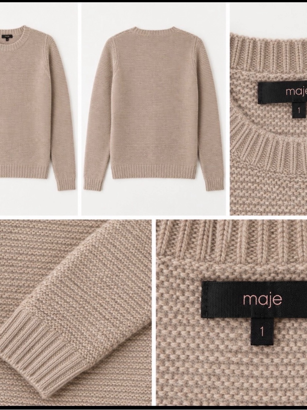 Maje Crewneck Sweater in Taupe